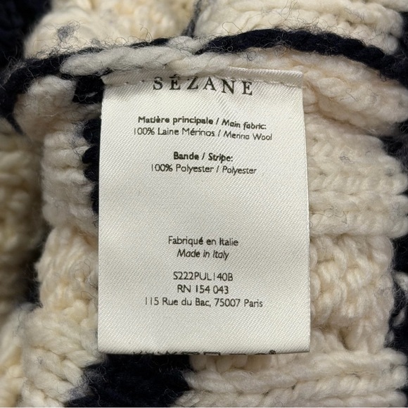 Sezane Small Cream James Jumper Merino Wool Cable Knit Button Designer Parisian - Picture 4 of 5